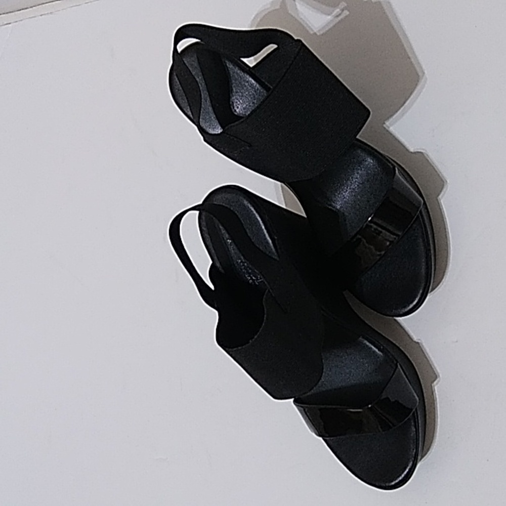 a.n.a Black Wedge Sandals
